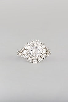 White Finish Zircon Ring