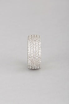 White Finish Faux Diamond Band Ring