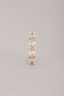 White Finish Champagne Zircon Stackable Ring