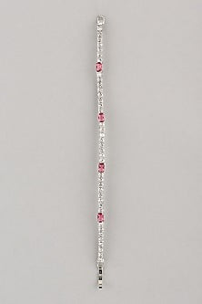 White Finish Red Faux Diamond Bracelet