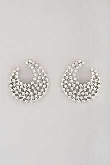 White Finish Zircon Stud Earrings