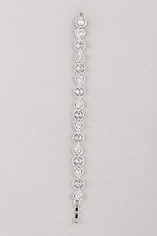 White Finish Bracelet With Faux Diamonds