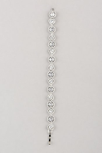 White Finish Bracelet With Faux Diamonds