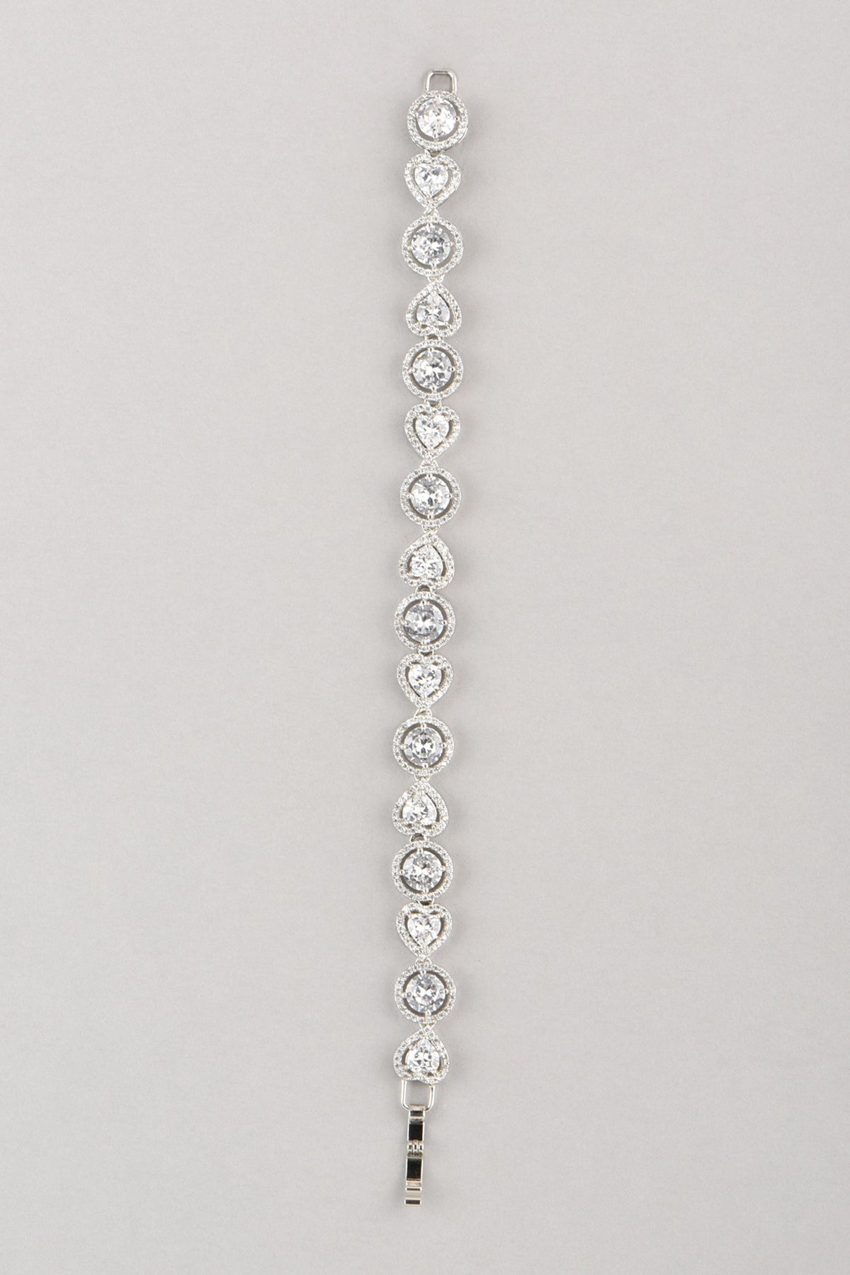 White Finish Bracelet With Faux Diamonds