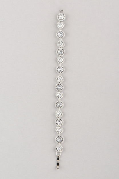 White Finish Bracelet With Faux Diamonds