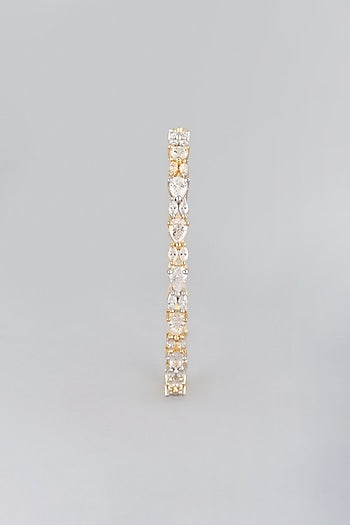 White & Gold Finish Zircon Bangles (Set Of 2)