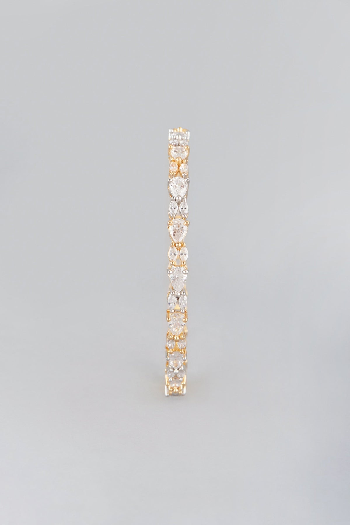 White & Gold Finish Zircon Bangles (Set Of 2)