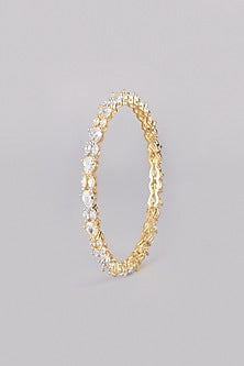 White & Gold Finish Zircon Bangles (Set Of 2)
