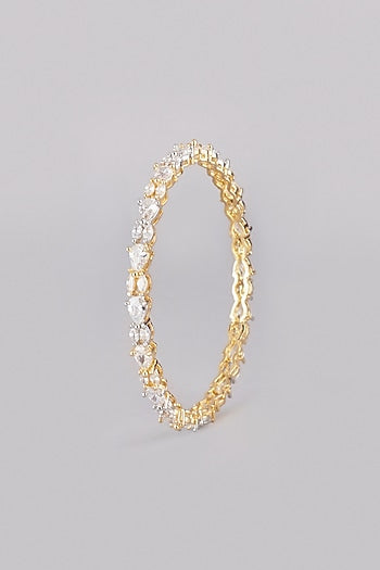White & Gold Finish Zircon Bangles (Set Of 2)