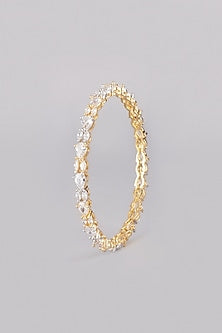 White & Gold Finish Zircon Bangles (Set Of 2)