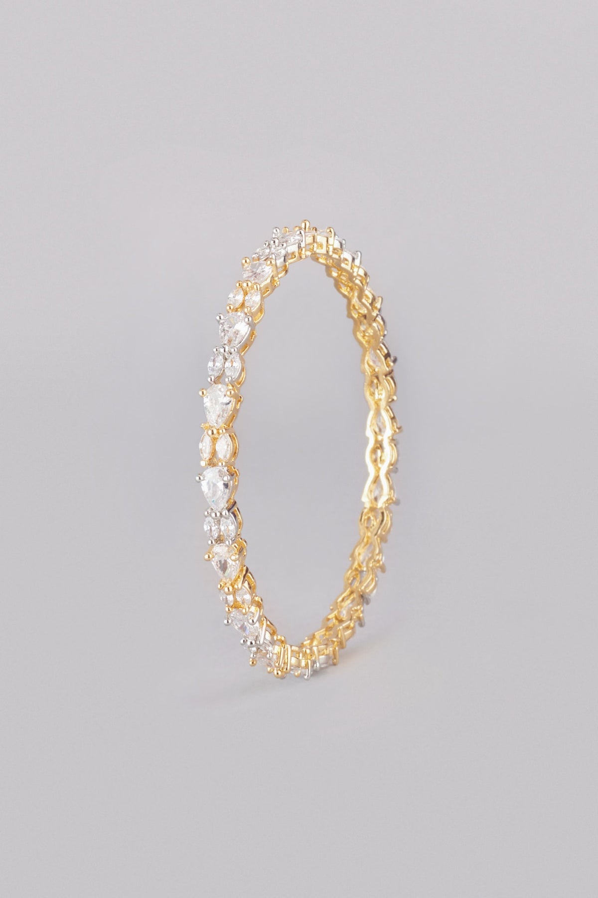 White & Gold Finish Zircon Bangles (Set Of 2)