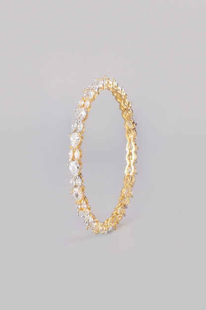 White & Gold Finish Zircon Bangles (Set Of 2)