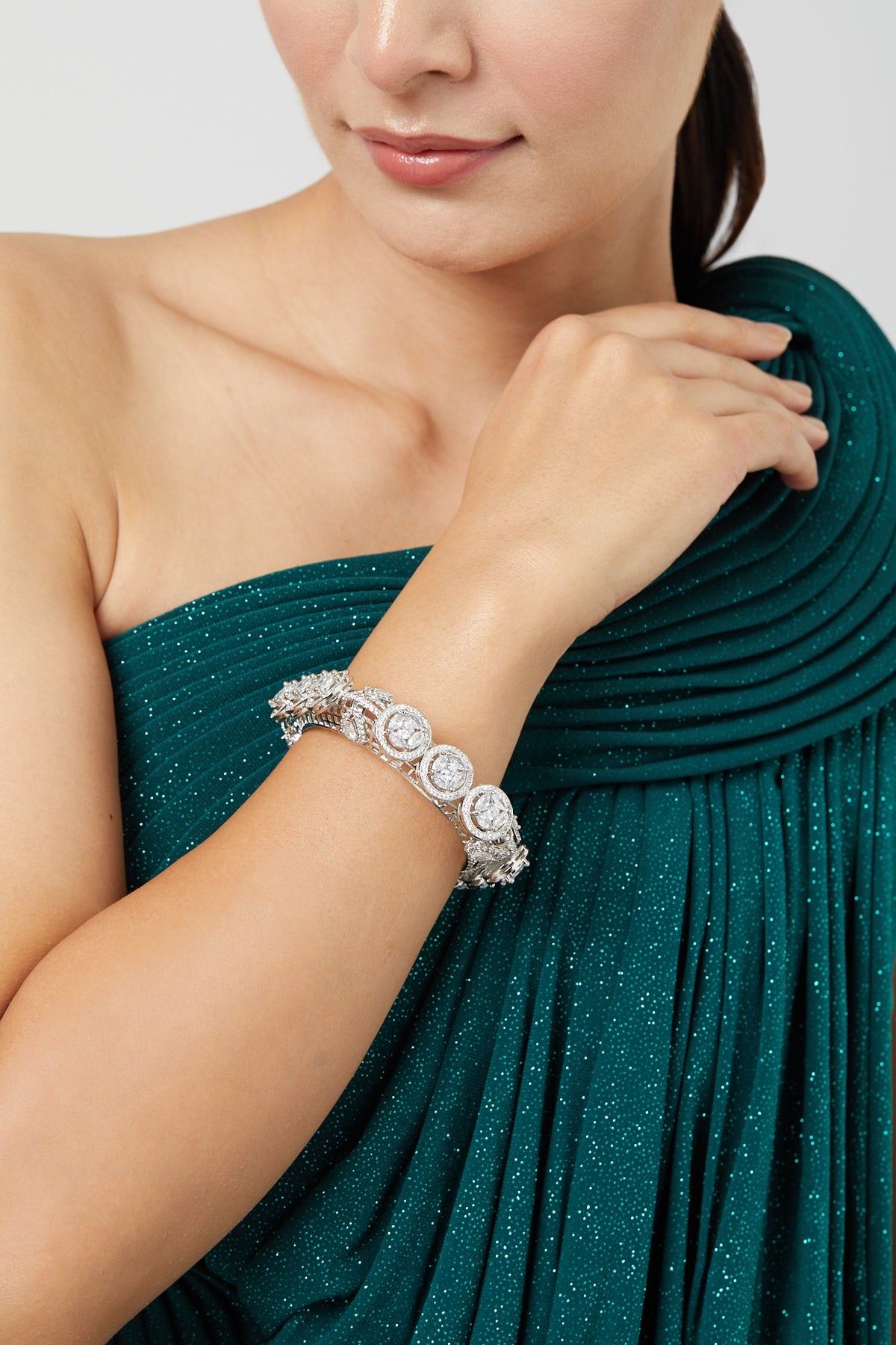 White Finish Zircon Bangle