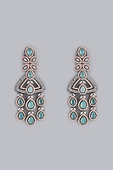 Two Tone Finish Aqua Stone Dangler Earrings