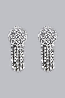 White Finish Zircon Dangler Earrings
