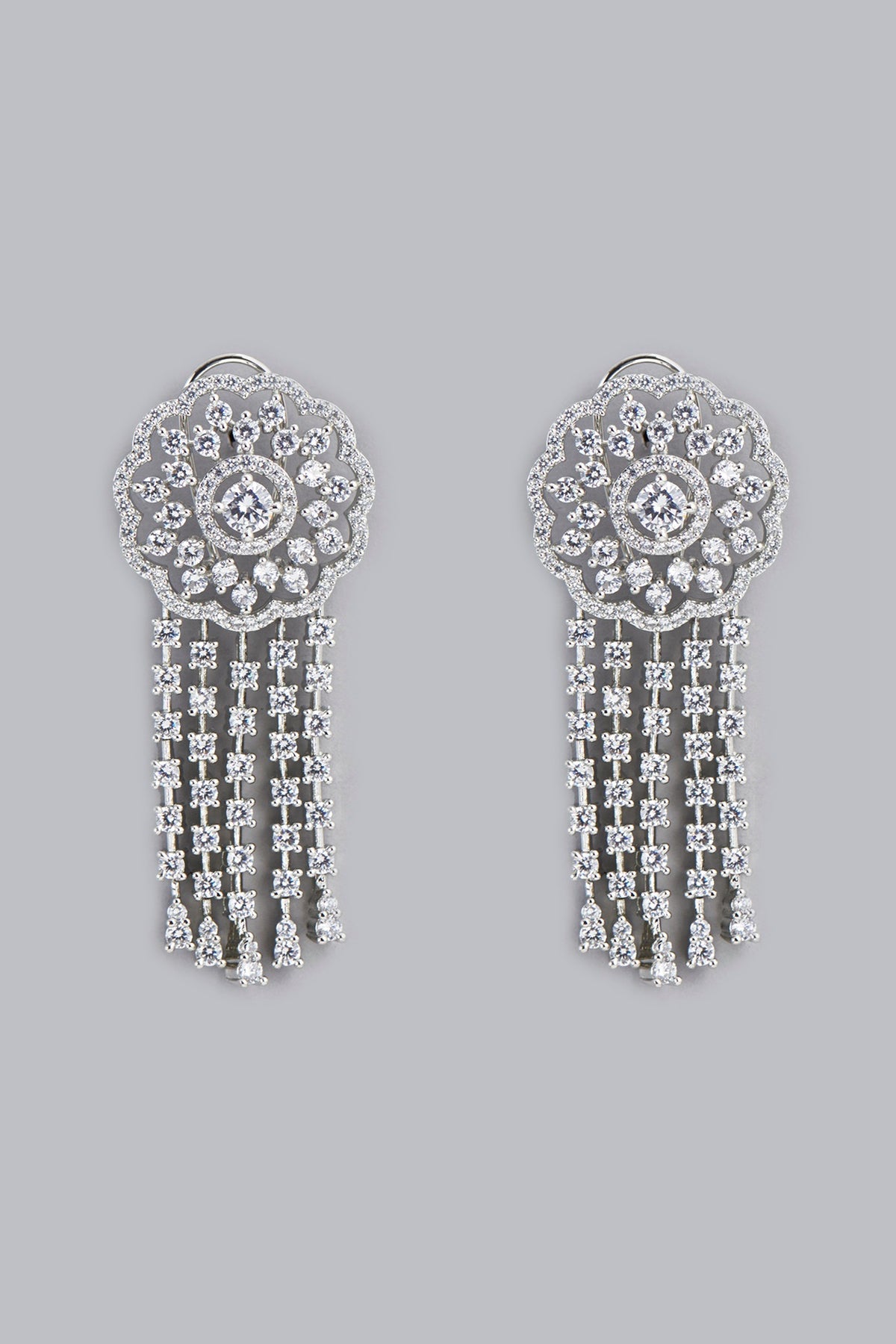 White Finish Zircon Dangler Earrings