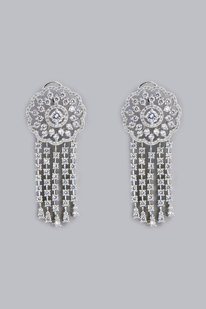 White Finish Zircon Dangler Earrings