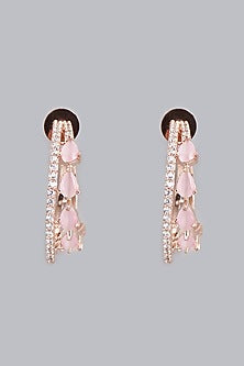 Rose Gold Finish Zircon Hoop Earrings