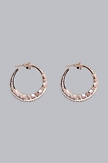 Rose Gold Finish Zircon Hoop Earrings