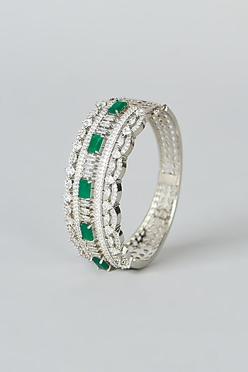White Finish Synthetic Stone Bangle