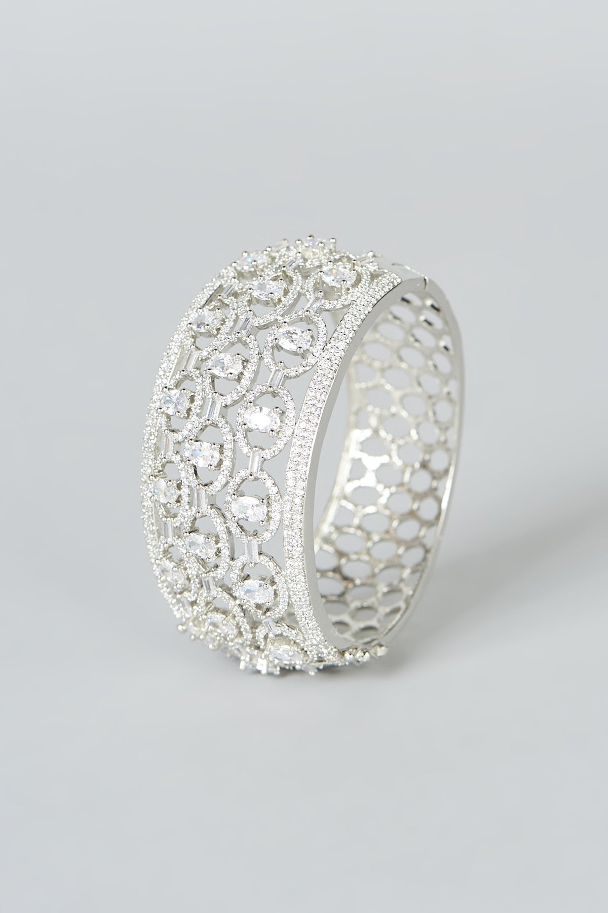 White Finish Faux Diamond Bracelet