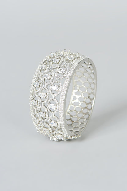 White Finish Faux Diamond Bracelet
