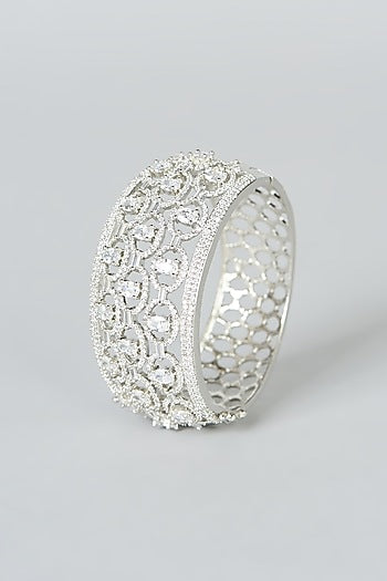 White Finish Faux Diamond Bracelet