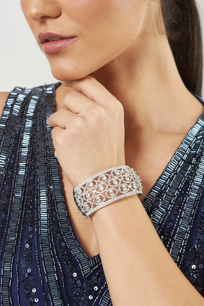 White Finish Faux Diamond Bracelet