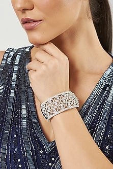 White Finish Faux Diamond Bracelet