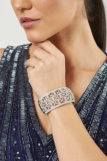 White Finish Faux Diamond Bracelet