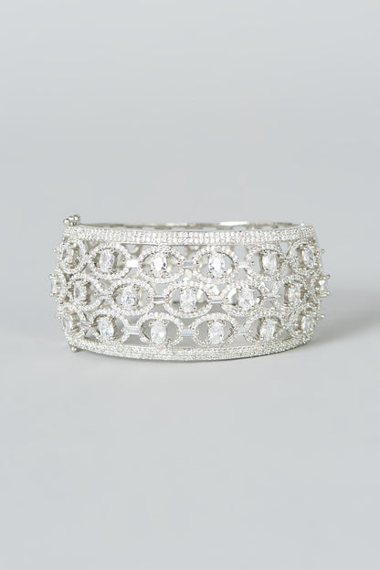 White Finish Faux Diamond Bracelet