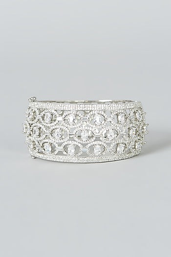 White Finish Faux Diamond Bracelet