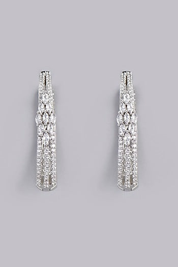 White Finish Zircons Dangler Earrings