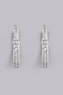 White Finish Zircons Dangler Earrings