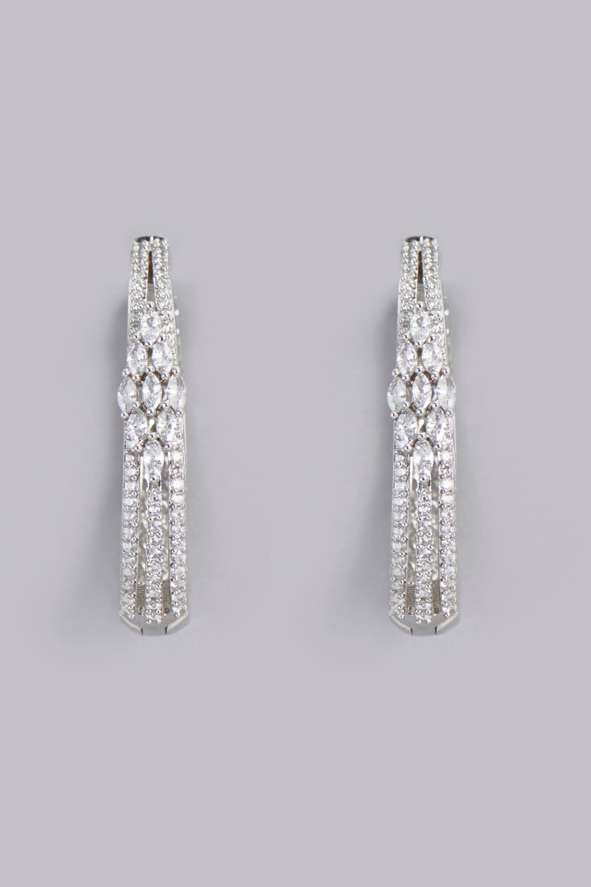 White Finish Zircons Dangler Earrings