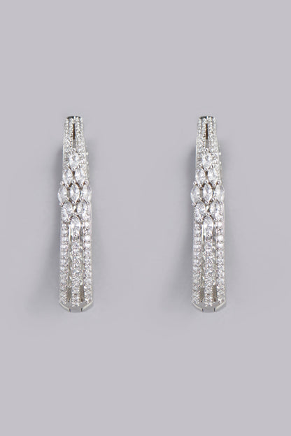 White Finish Zircons Dangler Earrings