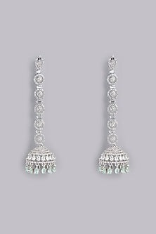 White Finish Dangler Earrings In Mixed Metal