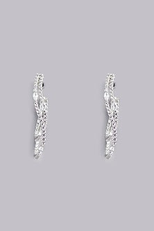 White Finish Zircons Dangler Earrings