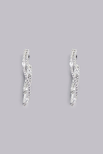 White Finish Zircons Dangler Earrings