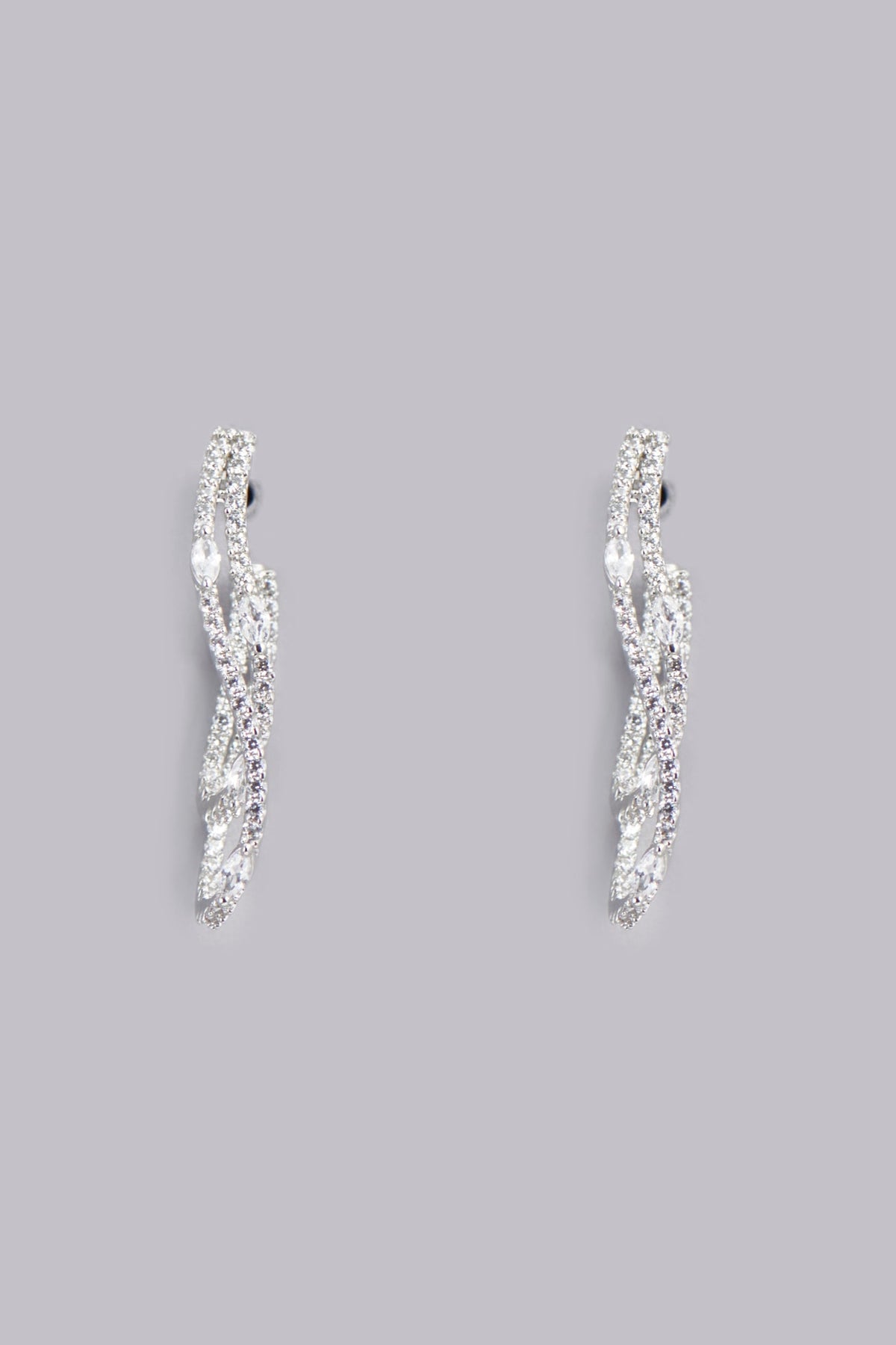 White Finish Zircons Dangler Earrings