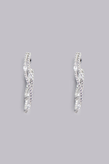 White Finish Zircons Dangler Earrings