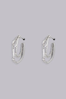 White Finish Zircons Dangler Earrings