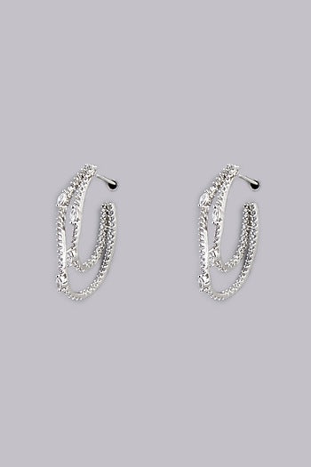 White Finish Zircons Dangler Earrings