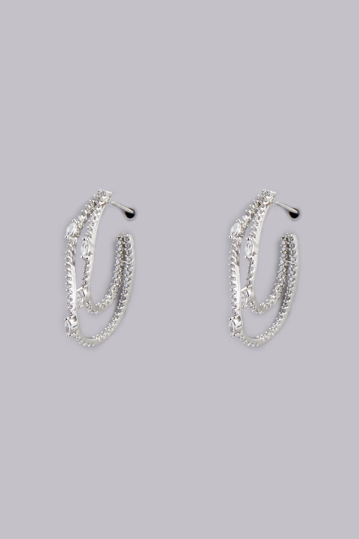White Finish Zircons Dangler Earrings