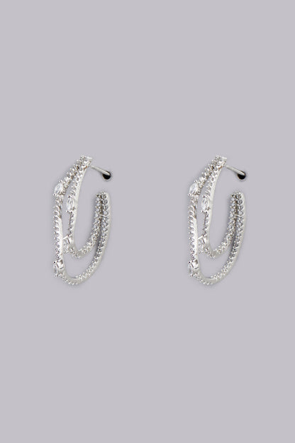 White Finish Zircons Dangler Earrings
