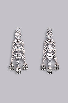 Two Tone Finish Zircon Dangler Earrings