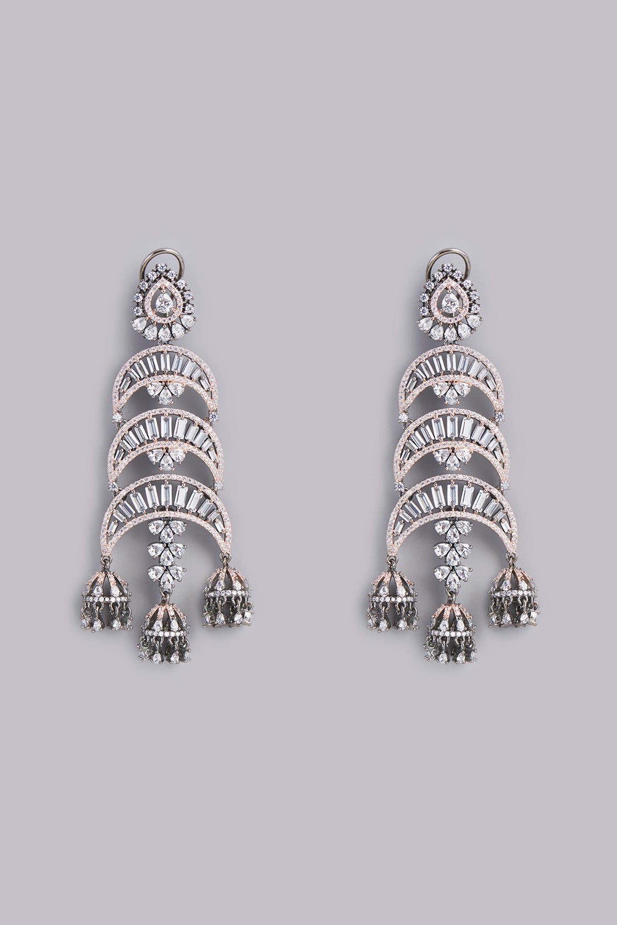 Two Tone Finish Zircon Dangler Earrings