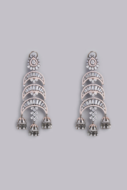Two Tone Finish Zircon Dangler Earrings