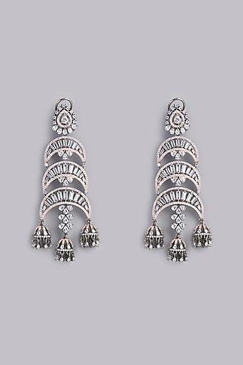 Two Tone Finish Zircon Dangler Earrings