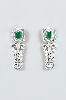 White Finish Zircon & Green Stone Choker Necklace Set